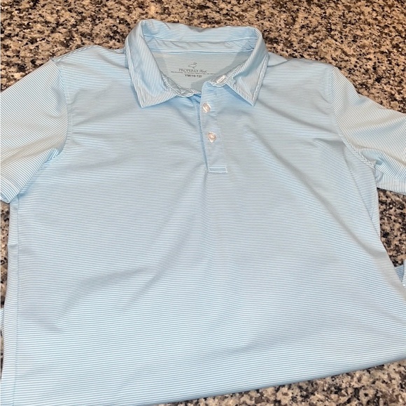 Light Blue Polo Shirt with Standard Collar and Striped Pattern - Picture 2 of 2